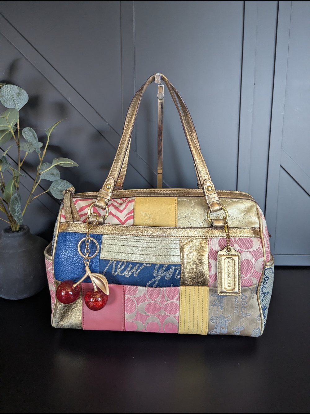 Coach Multicolor Patchwork Shoulder Bag with Gold Accents - Picture 2 of 15
